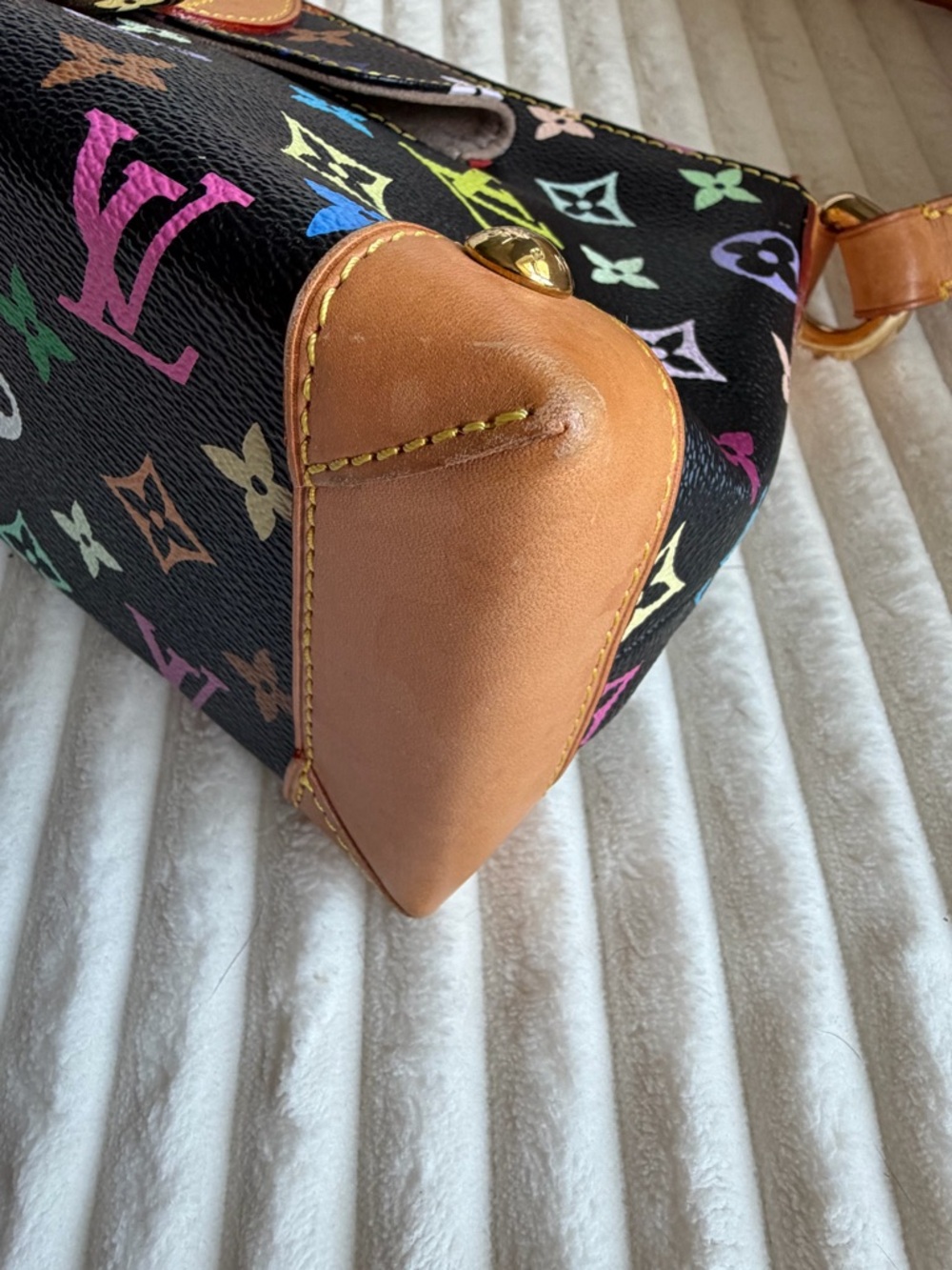Louis Vuitton Black Multicolor Monogram Shoulder Bag with Tan Trim - Picture 8 of 16